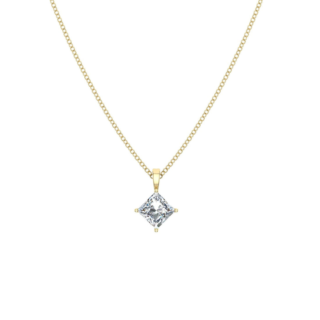 Princess Solitaire Moissanite Pendant Yellow Gold