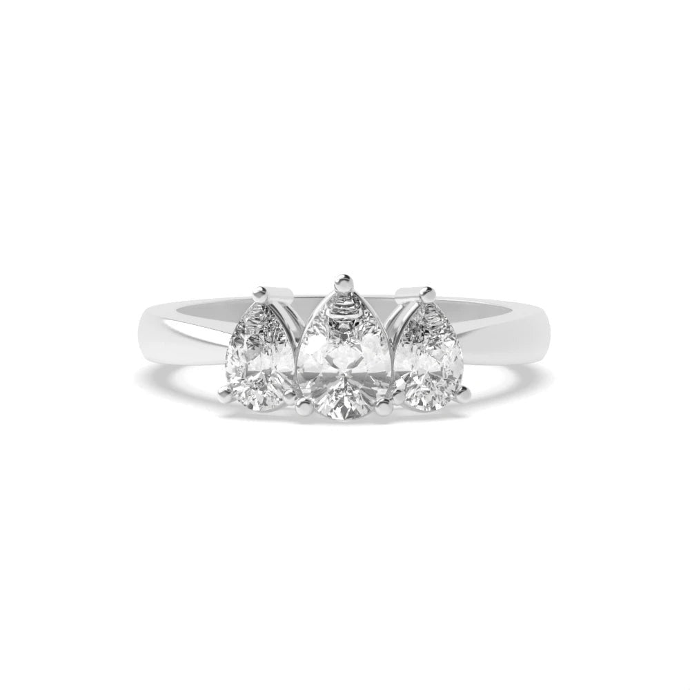 Priscilla 4 Prong Pear Lab Grown Diamond Crossover Claws Triad Trilogy Engagement Ring