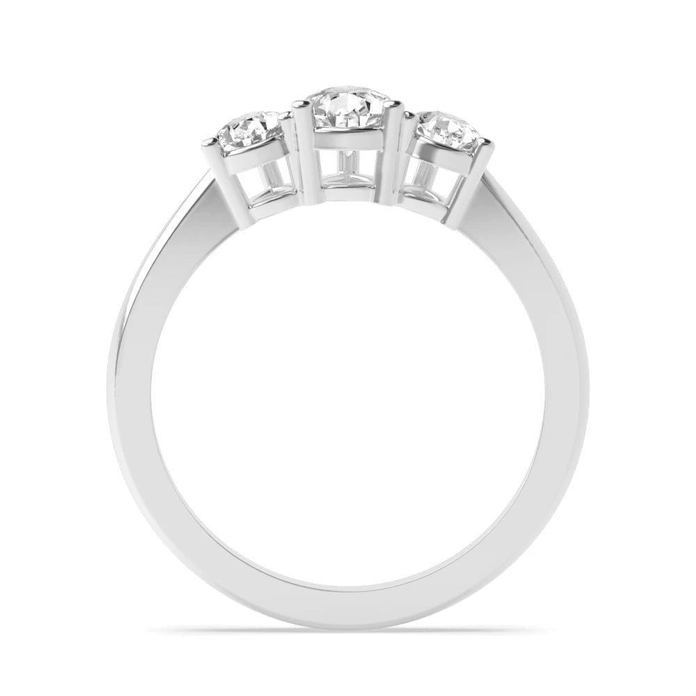 Priscilla 4 Prong Pear Lab Grown Diamond Crossover Claws Triad Trilogy Engagement Ring