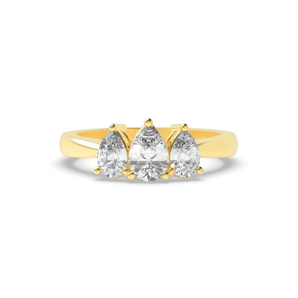Priscilla 4 Prong Pear Lab Grown Diamond Crossover Claws Triad Trilogy Engagement Ring