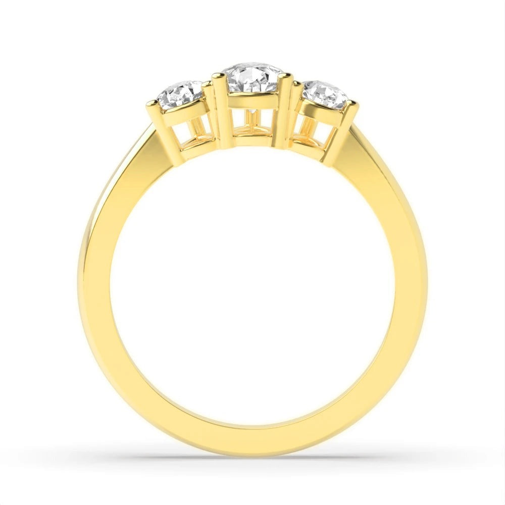 Priscilla 4 Prong Pear Lab Grown Diamond Crossover Claws Triad Trilogy Engagement Ring