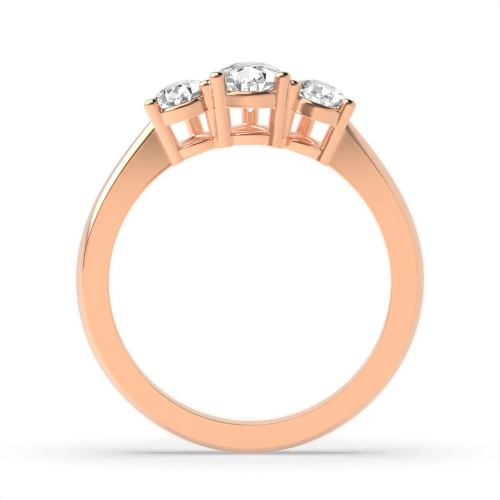 Priscilla 4 Prong Pear Lab Grown Diamond Crossover Claws Triad Trilogy Engagement Ring