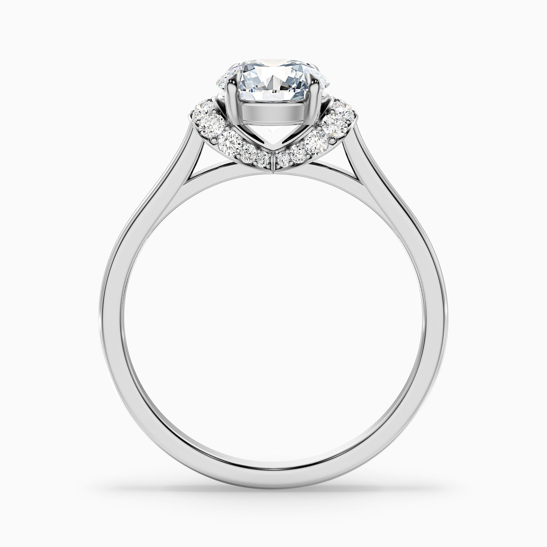 Prism Round Solitaire Pave Moissanite Ring