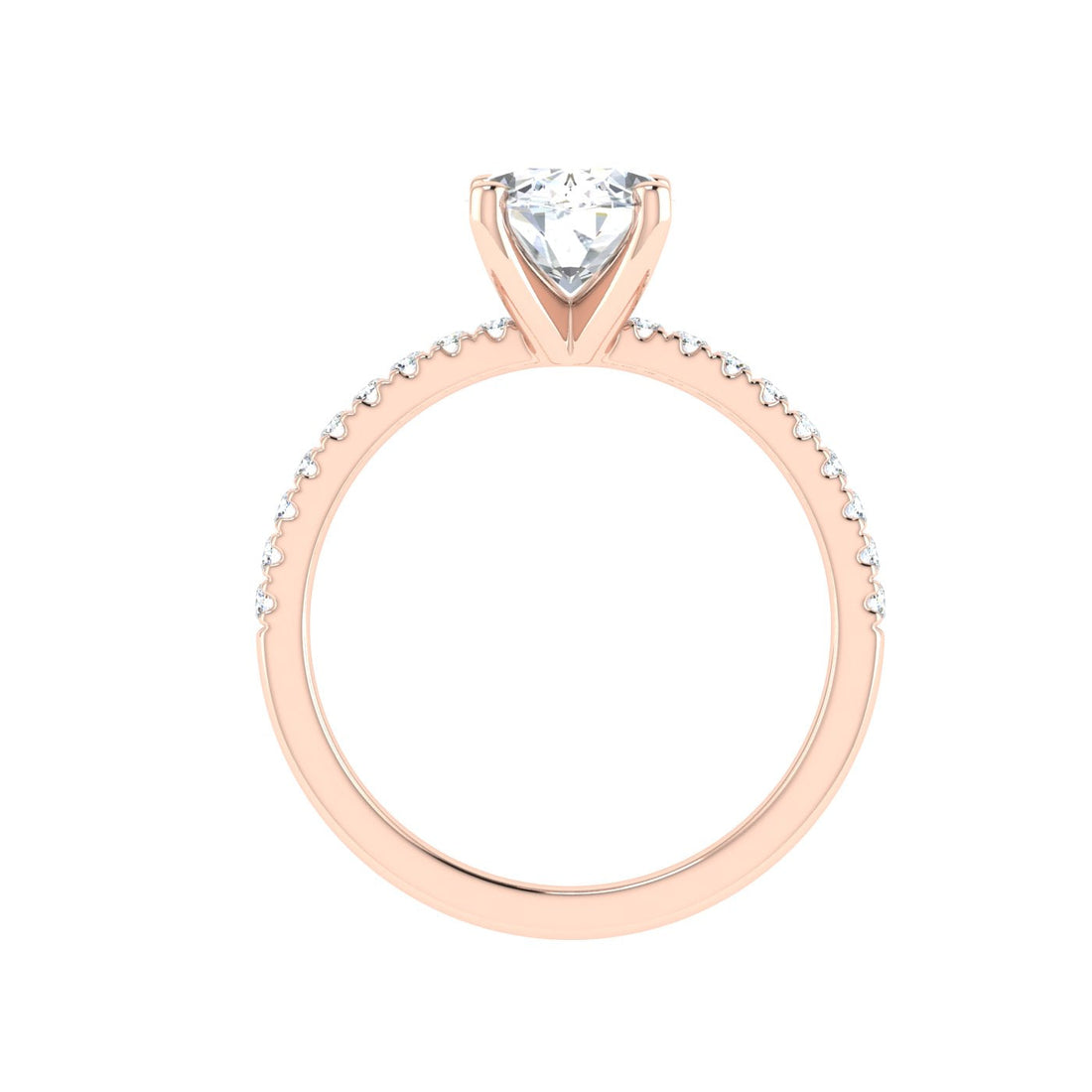 Prismatic Oval Cut Side Stones Moissanite Engagement Ring Rose Gold