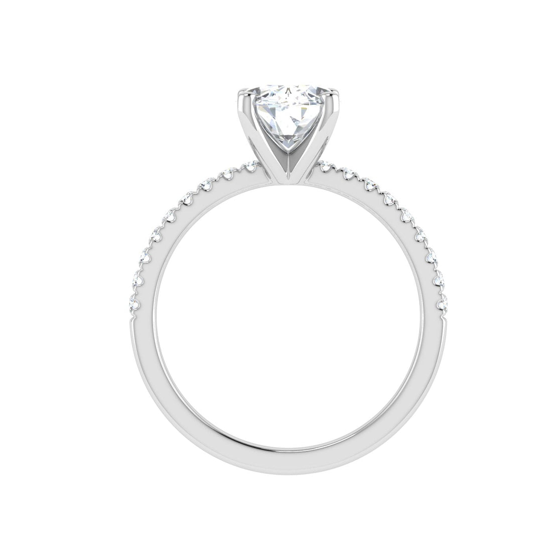 Prismatic Oval Cut Side Stones Moissanite Engagement Ring White Gold