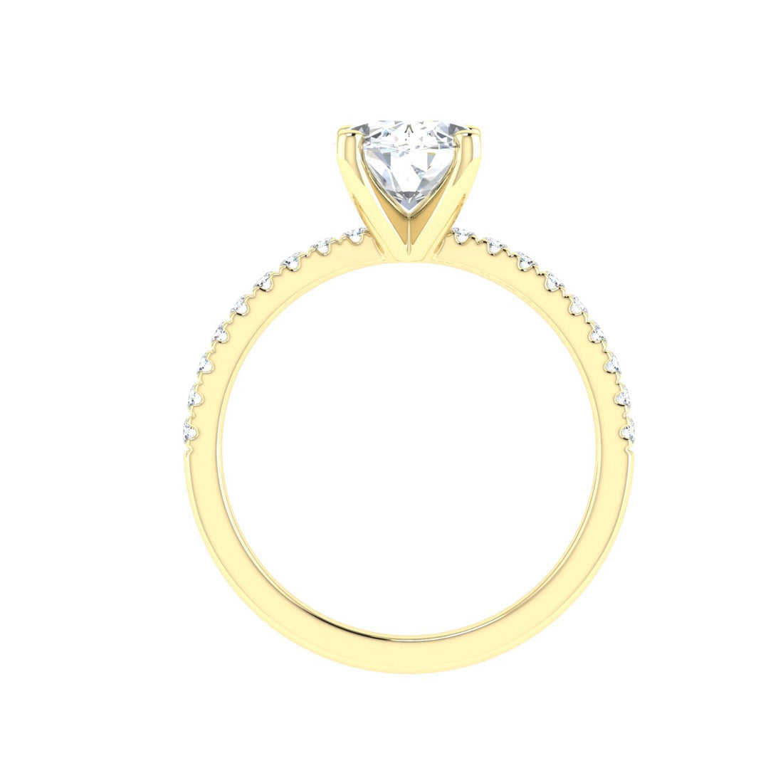 Prismatic Oval Cut Side Stones Moissanite Engagement Ring Yellow Gold