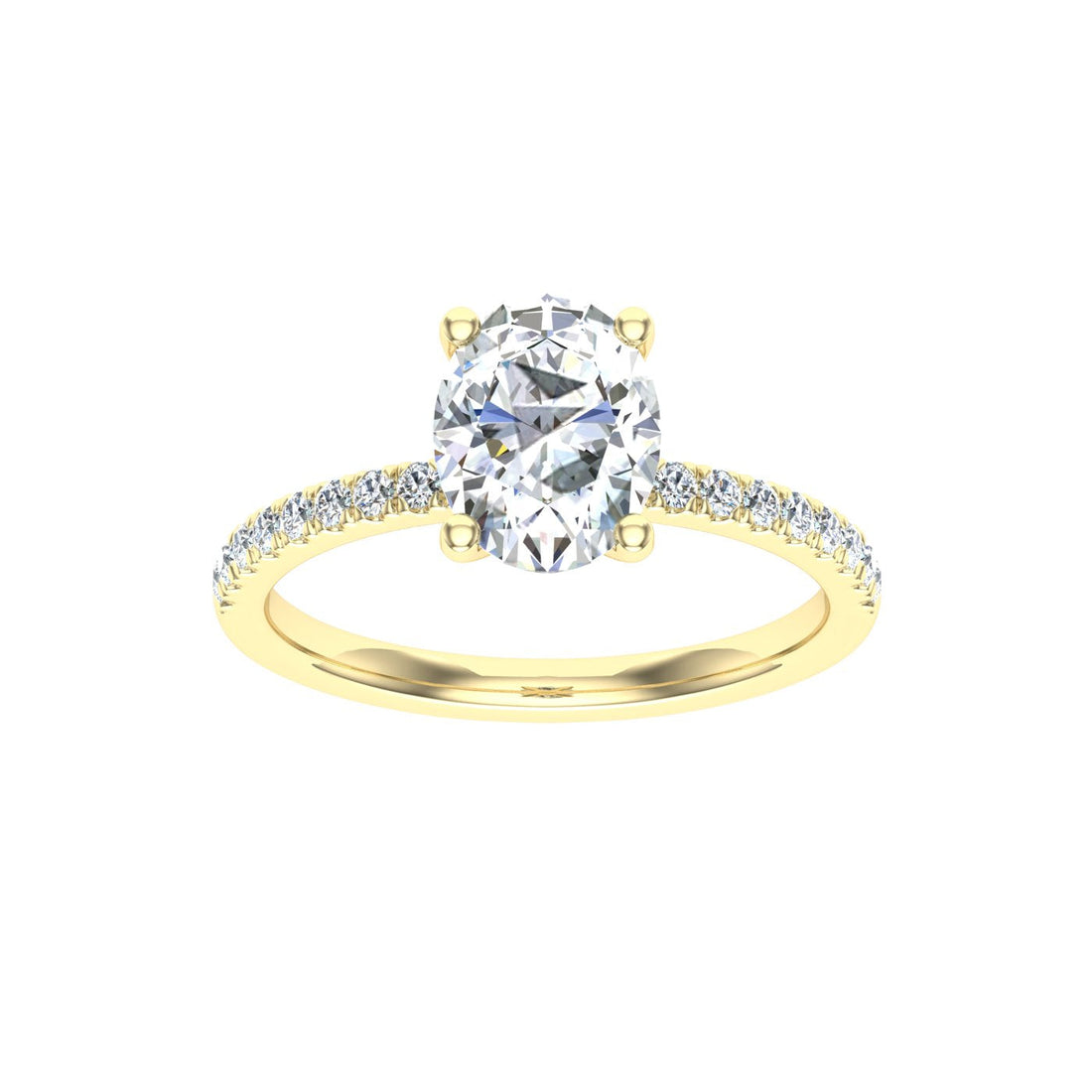 Prismatic Oval Cut Side Stones Moissanite Engagement Ring Yellow Gold