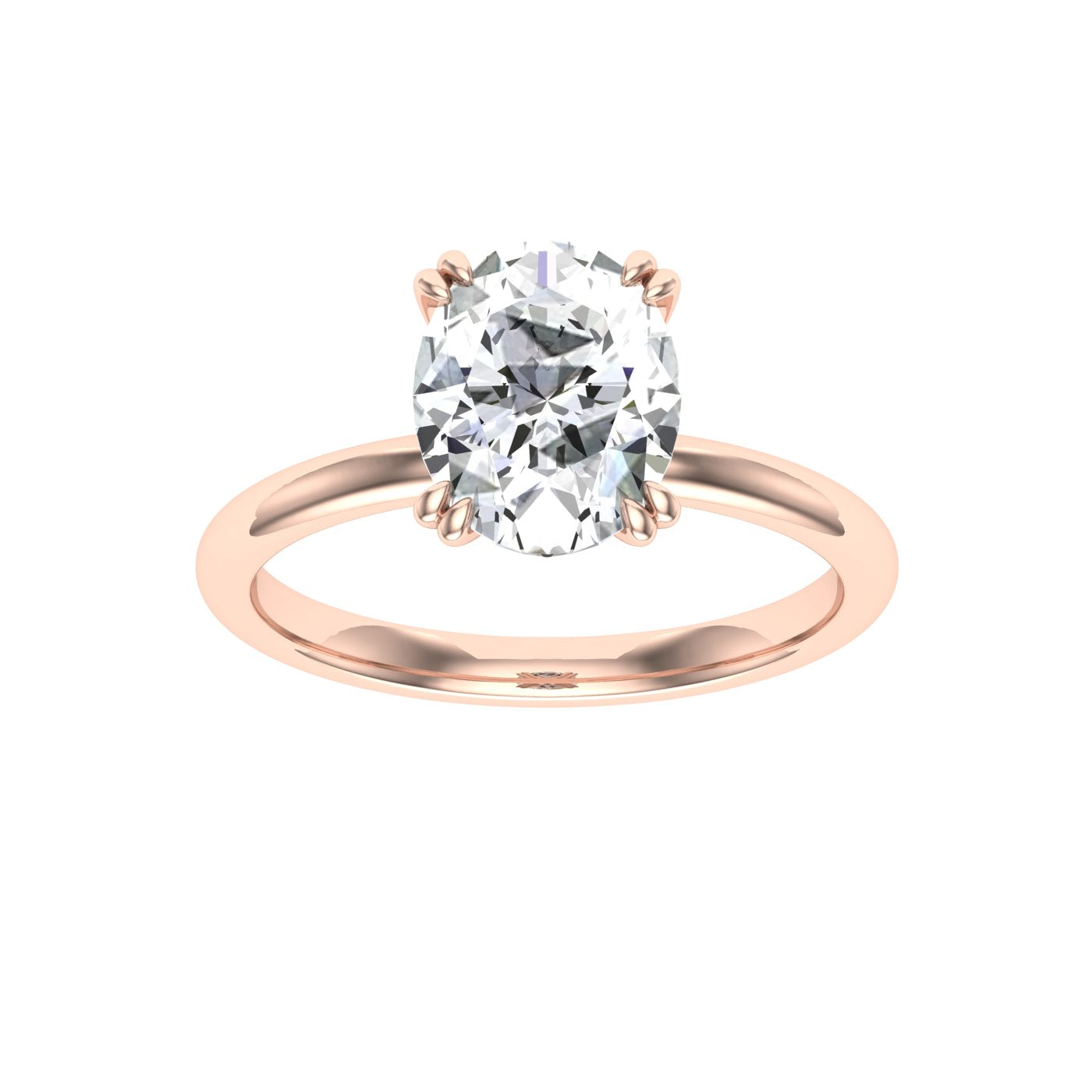 Pristine Double Claw Oval Cut Solitaire Moissanite Engagement Ring Rose Gold