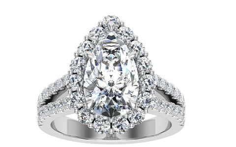 Promise Pear Halo Ring