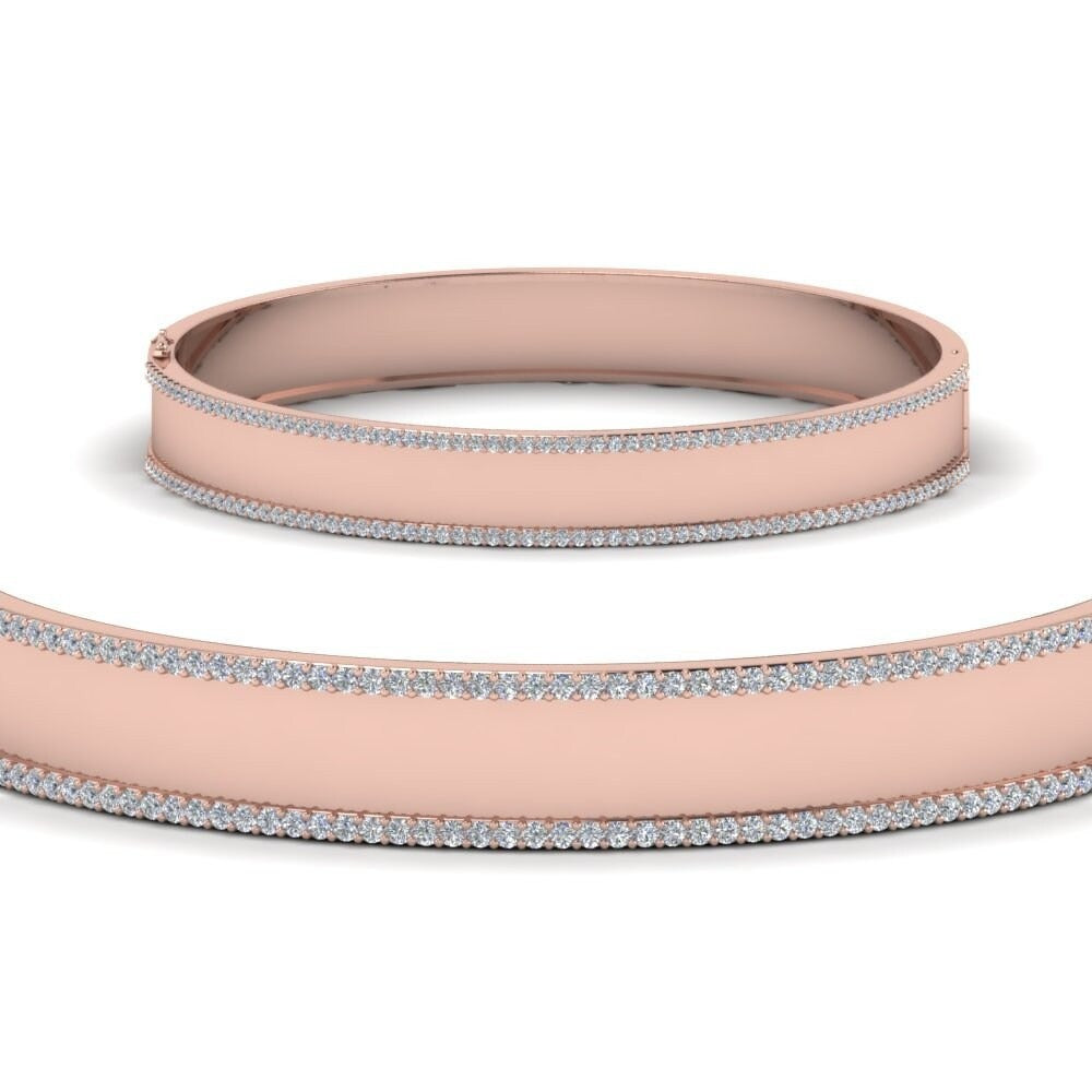 Prong-Set Round Moissanite Bangle Rose Gold