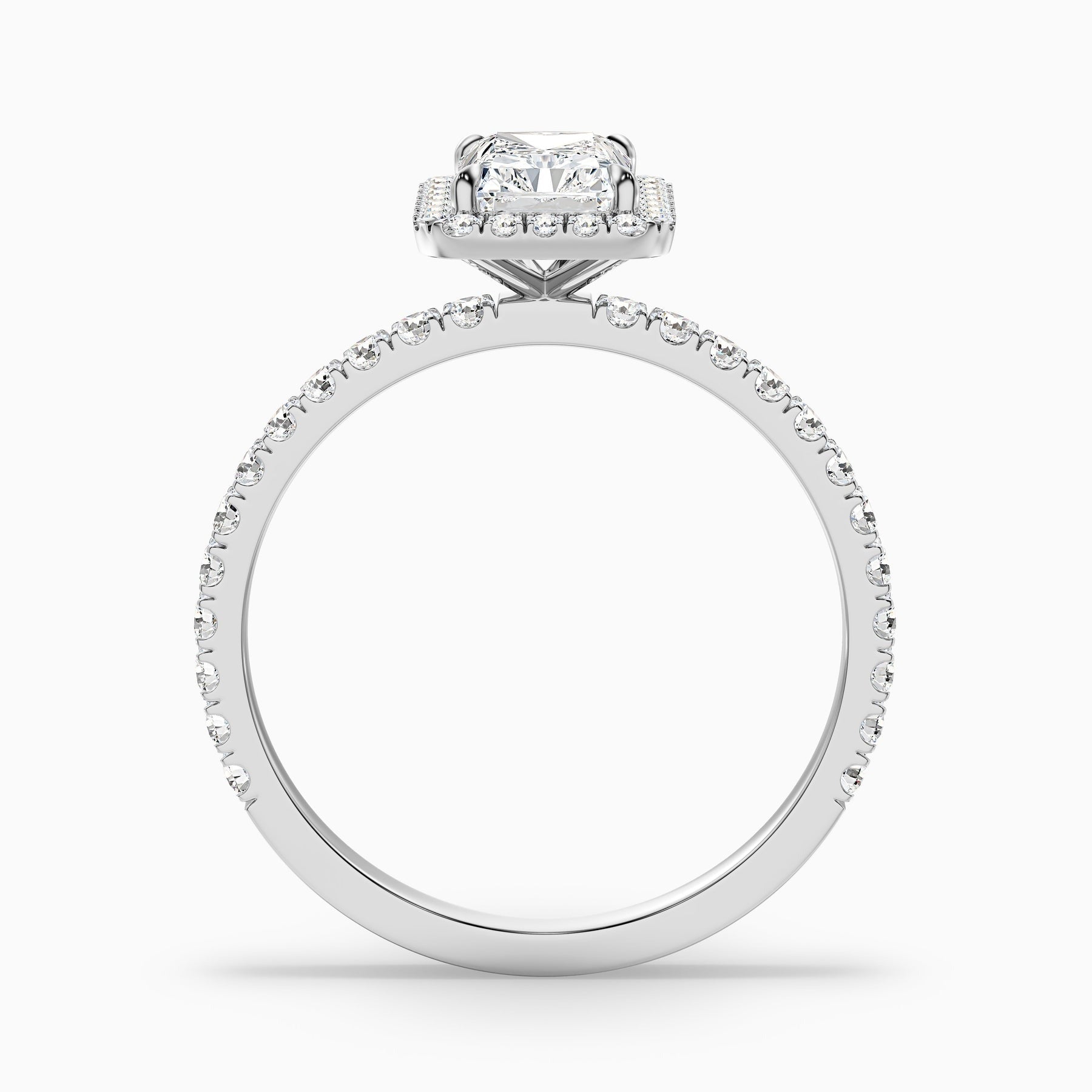 PureVera Radiant Cut Halo Pave Set Lab Grown Diamond Ring