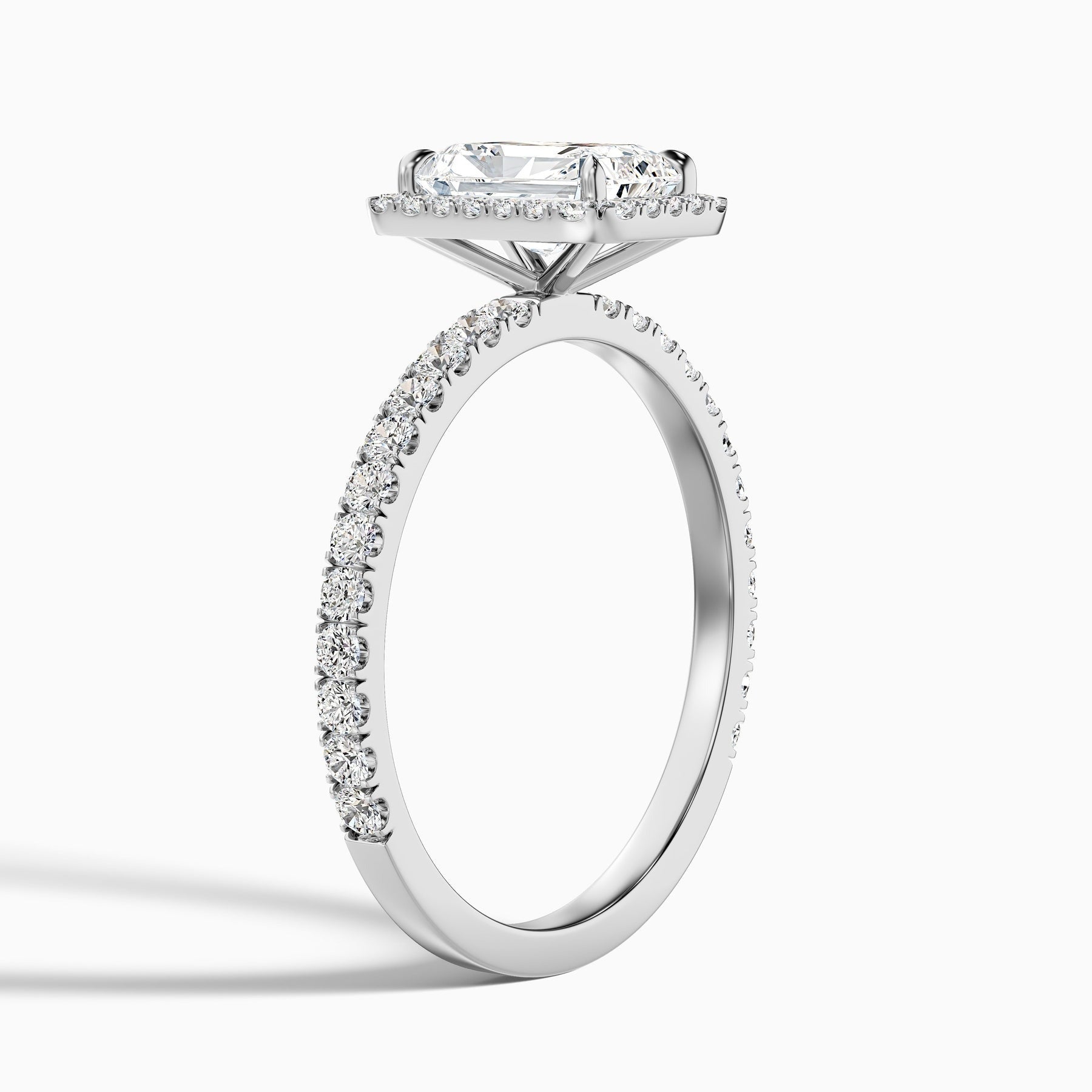 PureVera Radiant Cut Halo Pave Set Lab Grown Diamond Ring