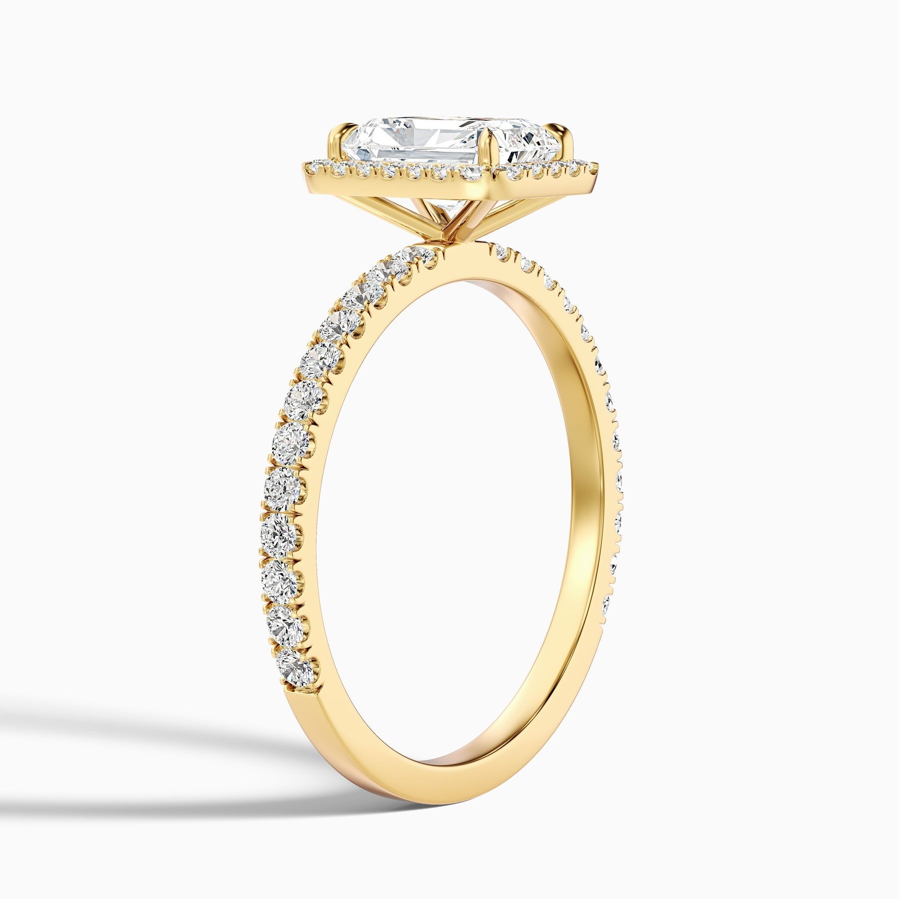 PureVera Radiant Cut Halo Pave Set Lab Grown Diamond Ring