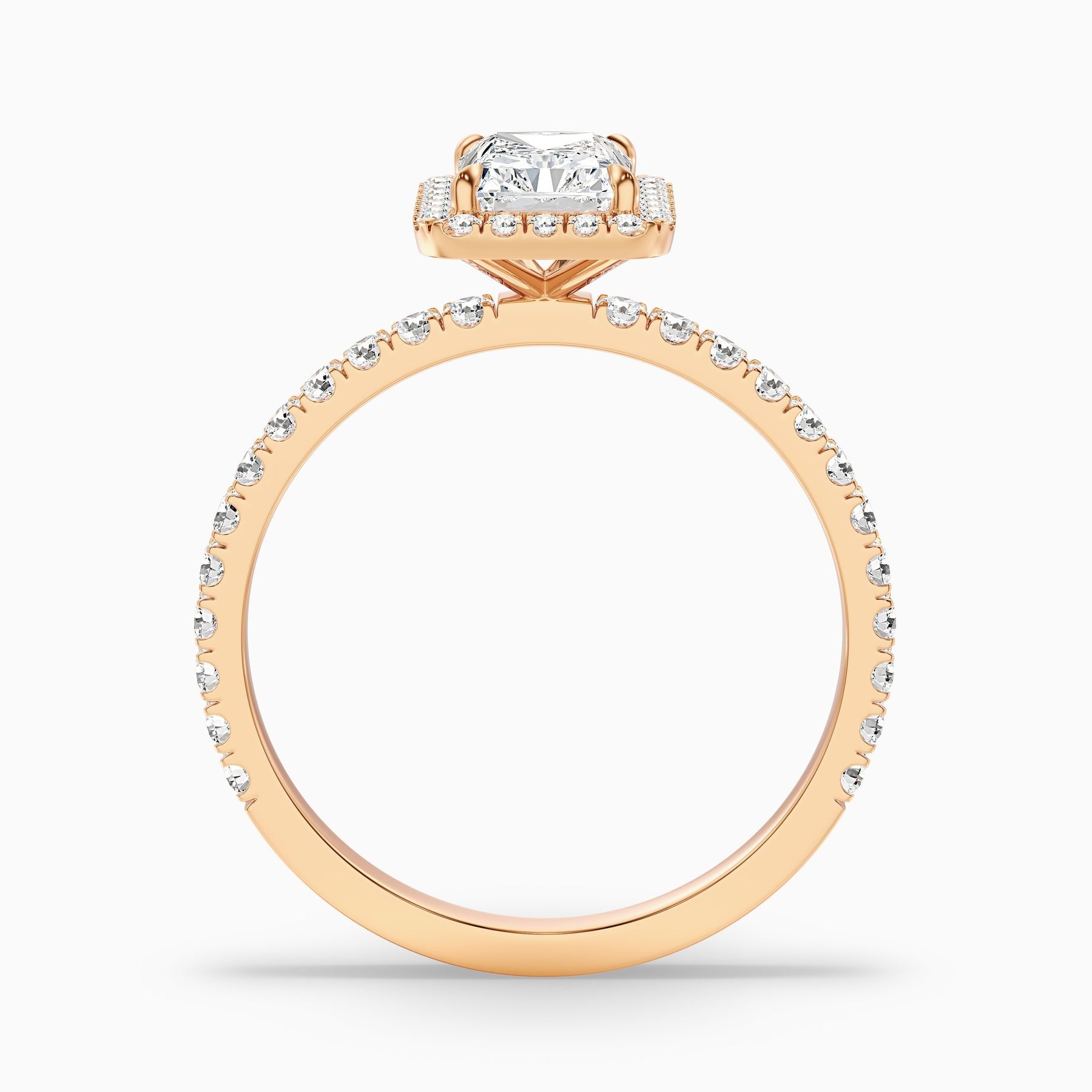 PureVera Radiant Cut Halo Pave Set Lab Grown Diamond Ring