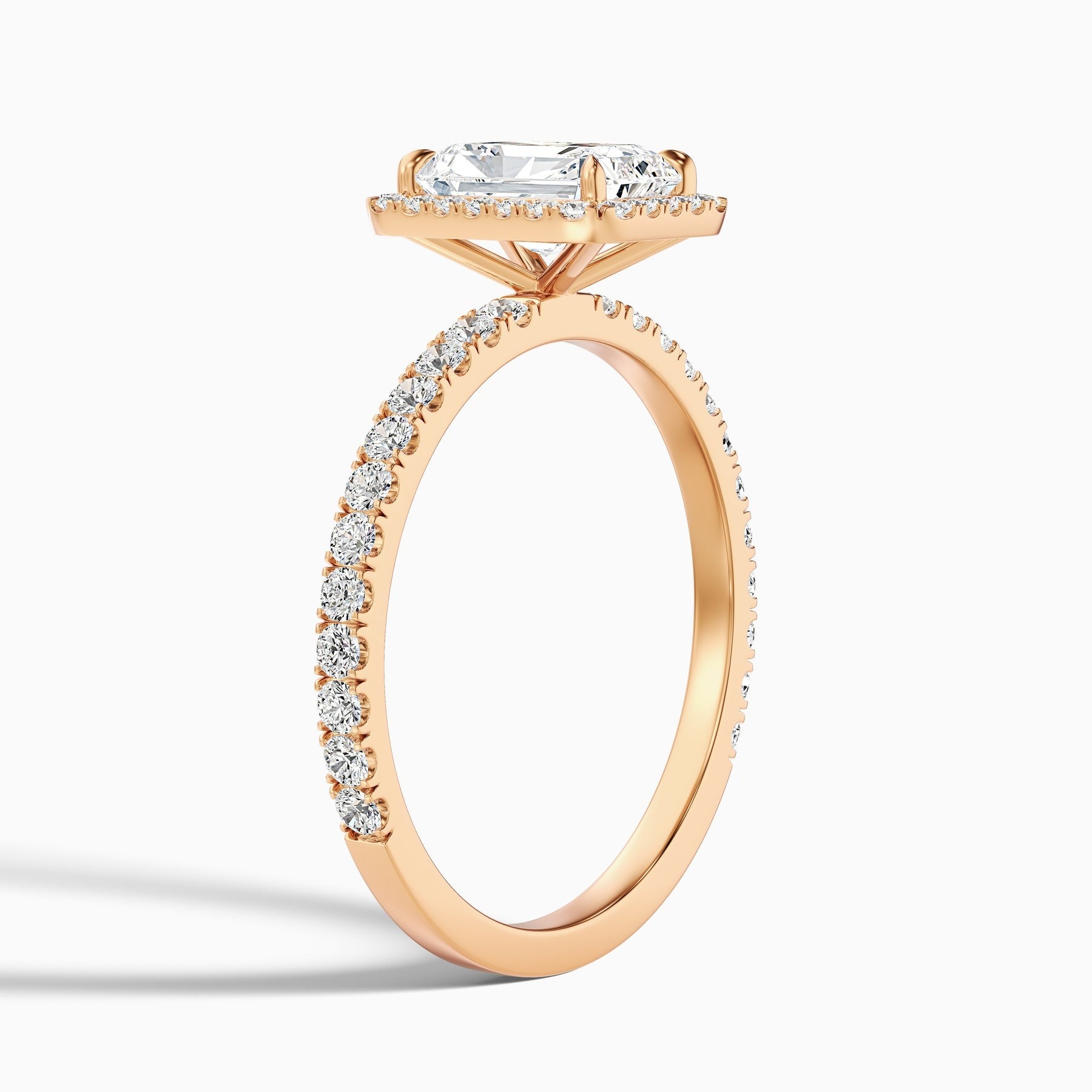 PureVera Radiant Cut Halo Pave Set Lab Grown Diamond Ring
