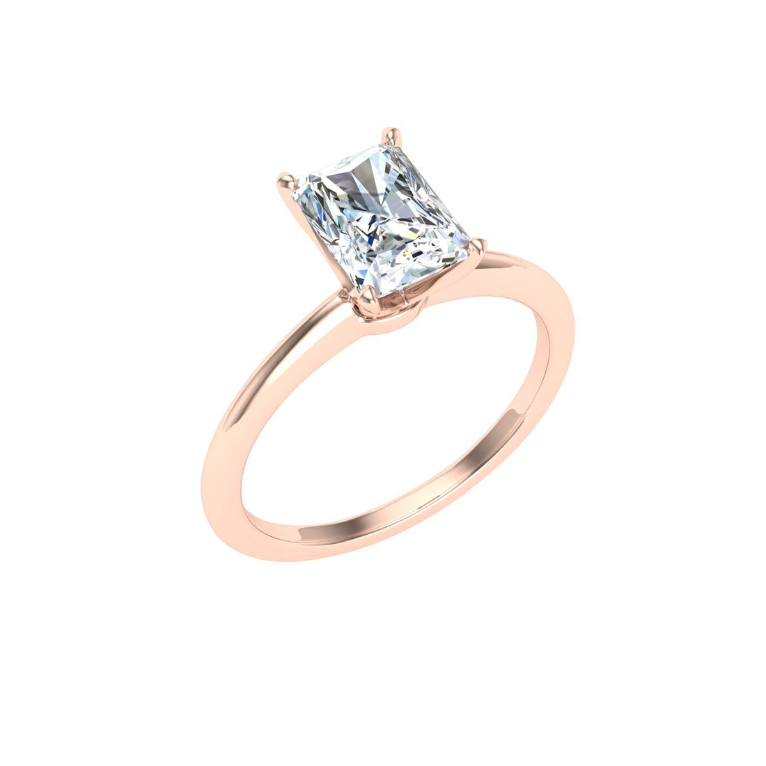 Pure Radiant Cut Solitaire Moissanite Engagement Ring Rose Gold