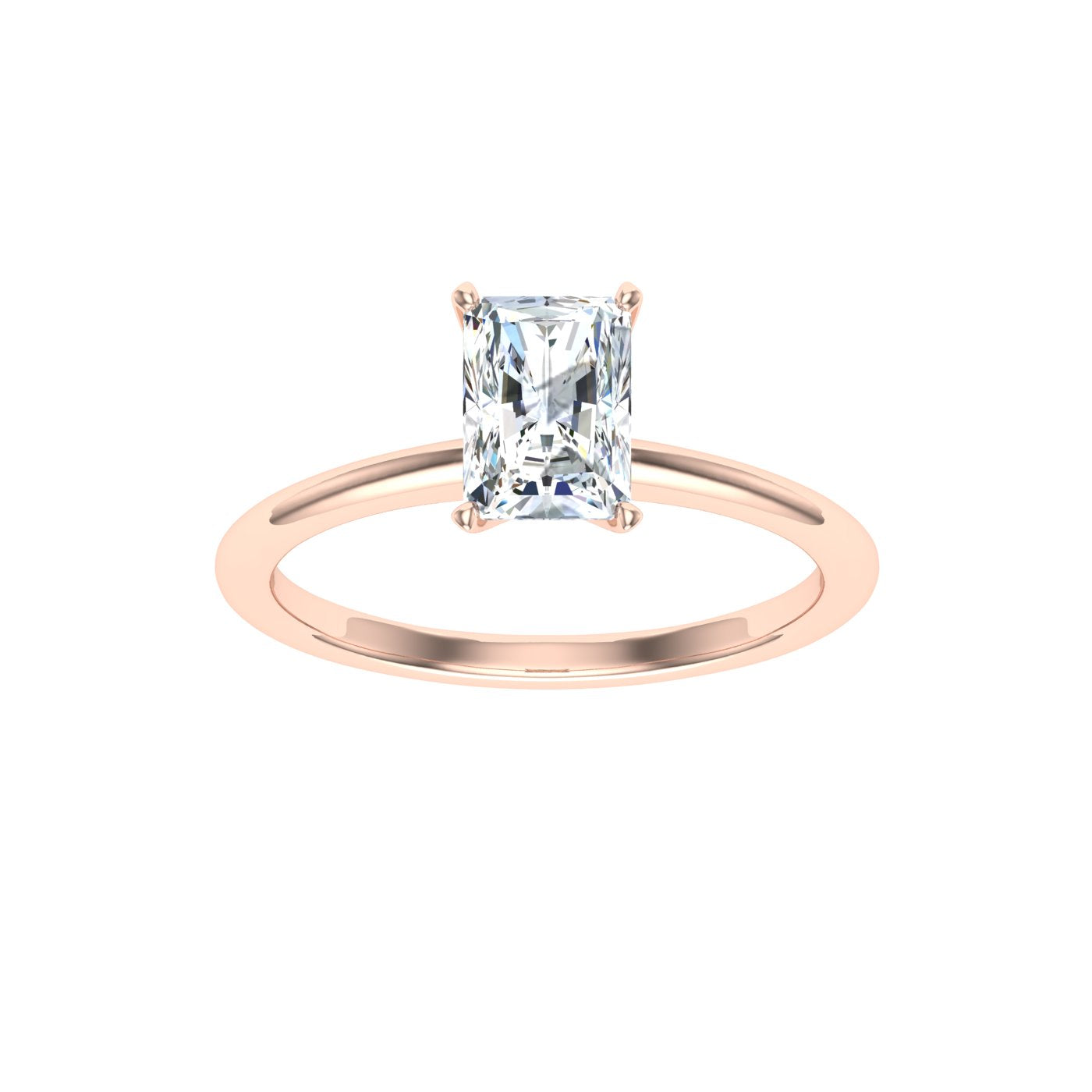Pure Radiant Cut Solitaire Moissanite Engagement Ring Rose Gold