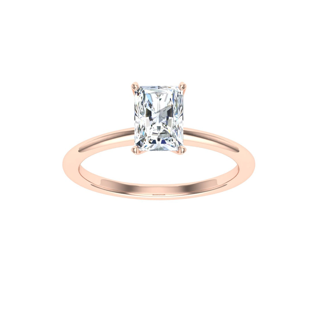 Pure Radiant Cut Solitaire Moissanite Engagement Ring Rose Gold