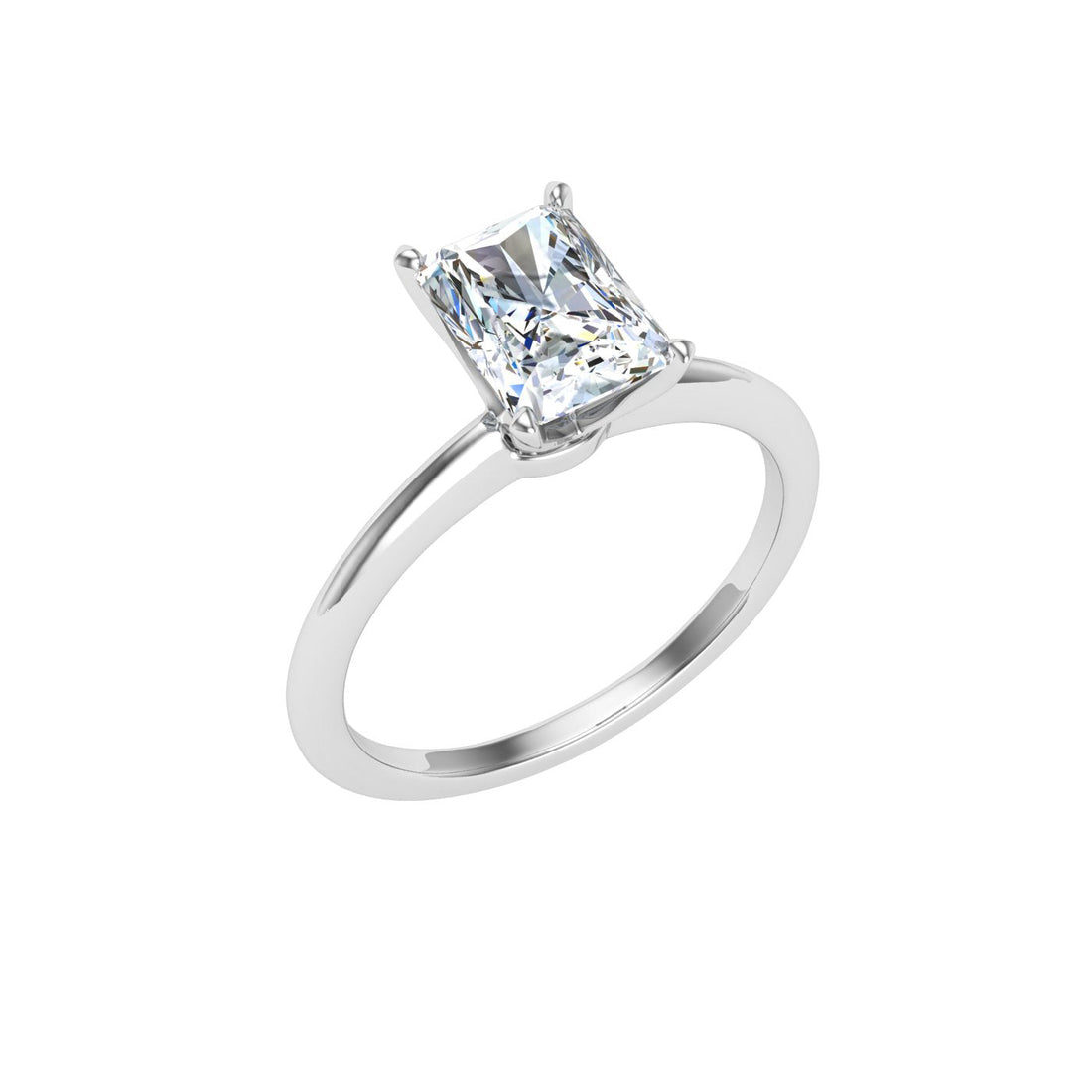 Pure Radiant Cut Solitaire Moissanite Engagement Ring White Gold