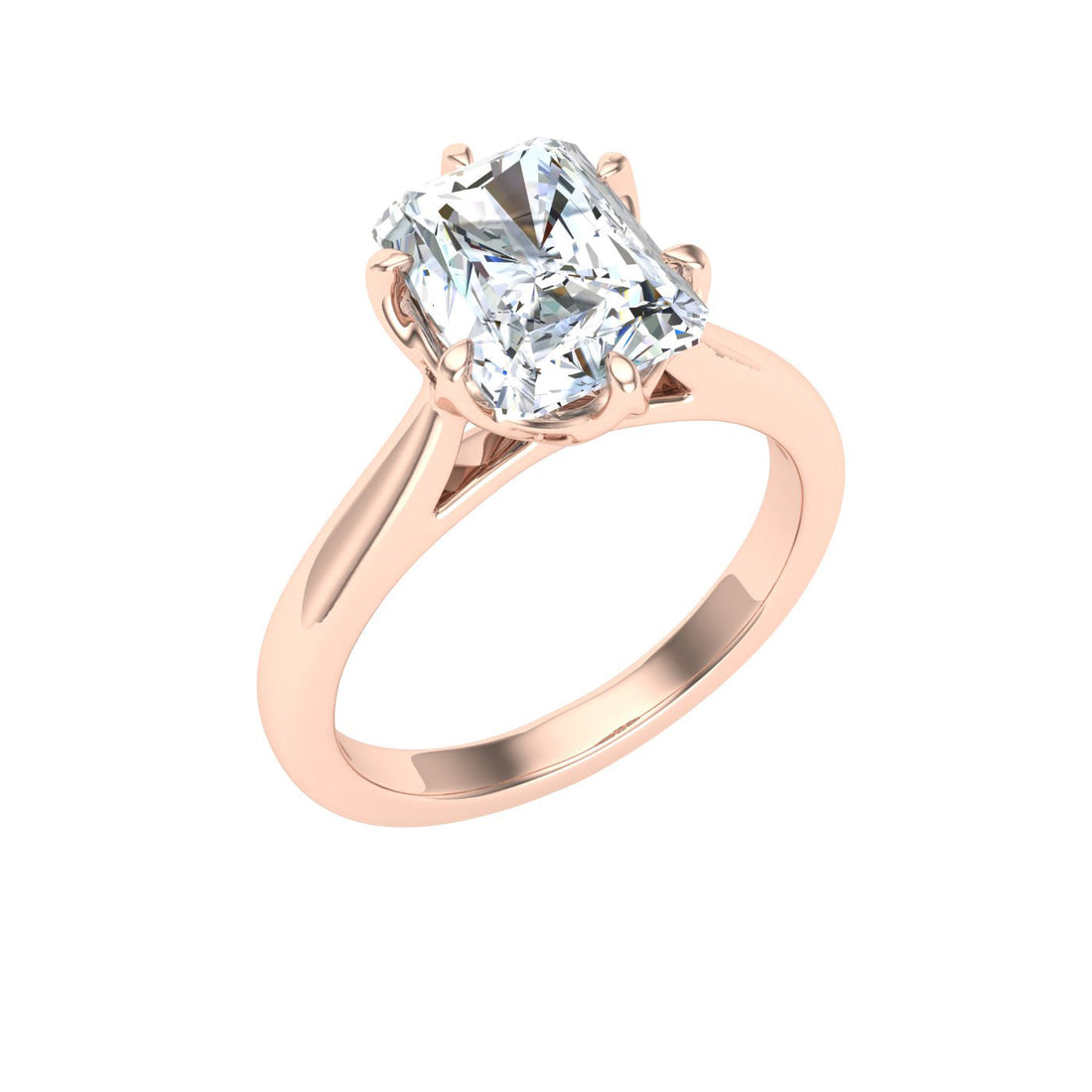 Serenity Radiant Cut Solitaire Moissanite Engagement Ring Rose Gold