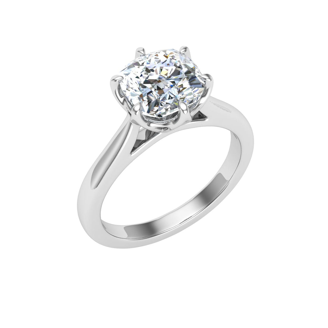 Timeless Cushion Cut Solitaire Moissanite Engagement Ring White Gold