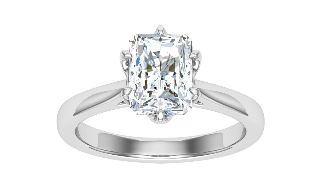 Serenity Radiant Cut Solitaire Moissanite Engagement Ring White Gold