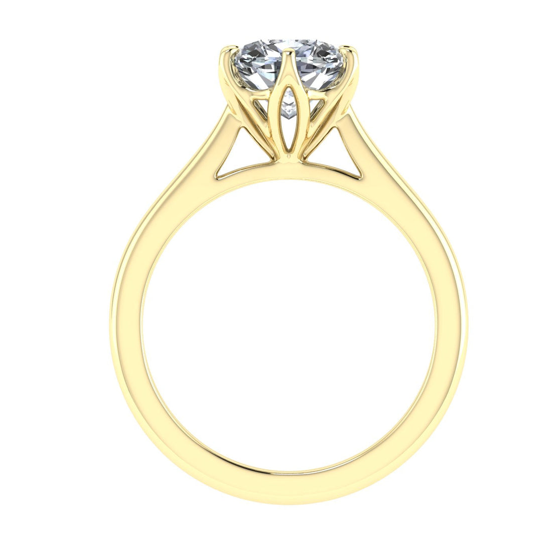 Timeless Cushion Cut Solitaire Moissanite Engagement Ring Yellow Gold