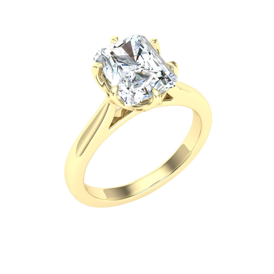 Serenity Radiant Cut Solitaire Moissanite Engagement Ring Yellow Gold