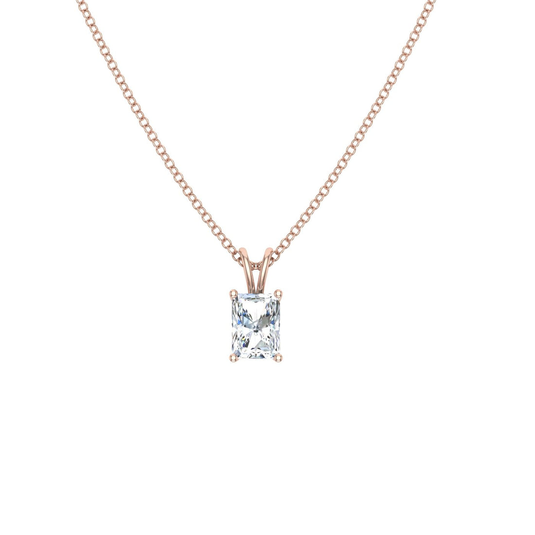 Radiant Solitaire Moissanite Pendant Rose Gold