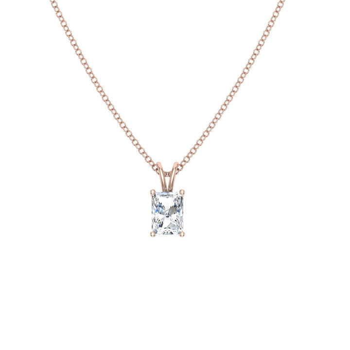 Radiant Solitaire Moissanite Pendant Rose Gold