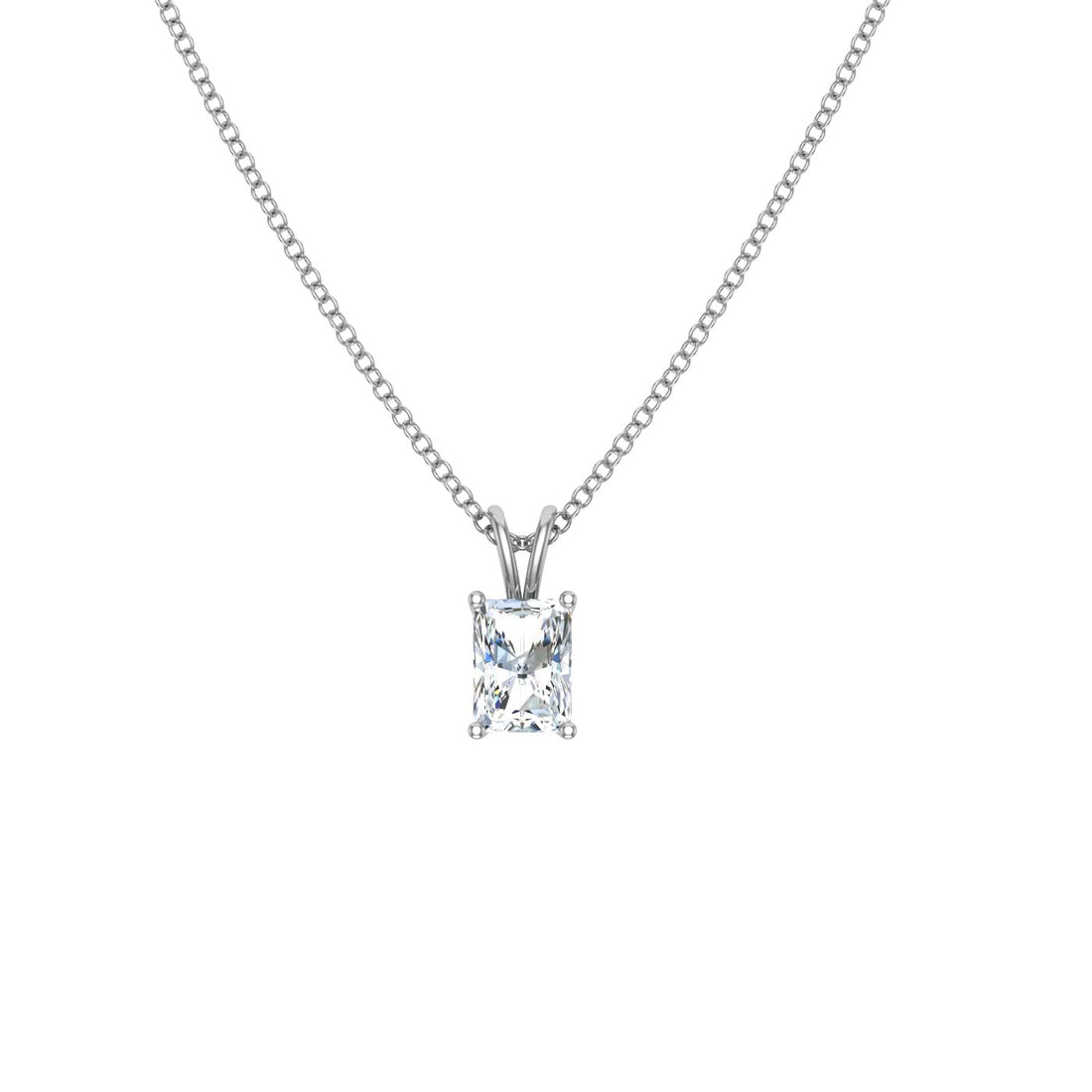 Radiant Solitaire Moissanite Pendant White Gold