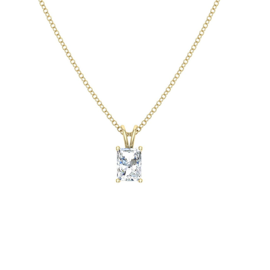 Radiant Solitaire Moissanite Pendant Yellow Gold