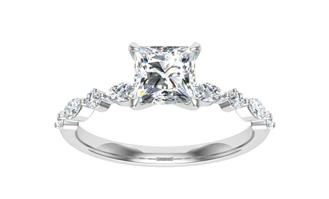 Raindrop Princess Side Stones Ring