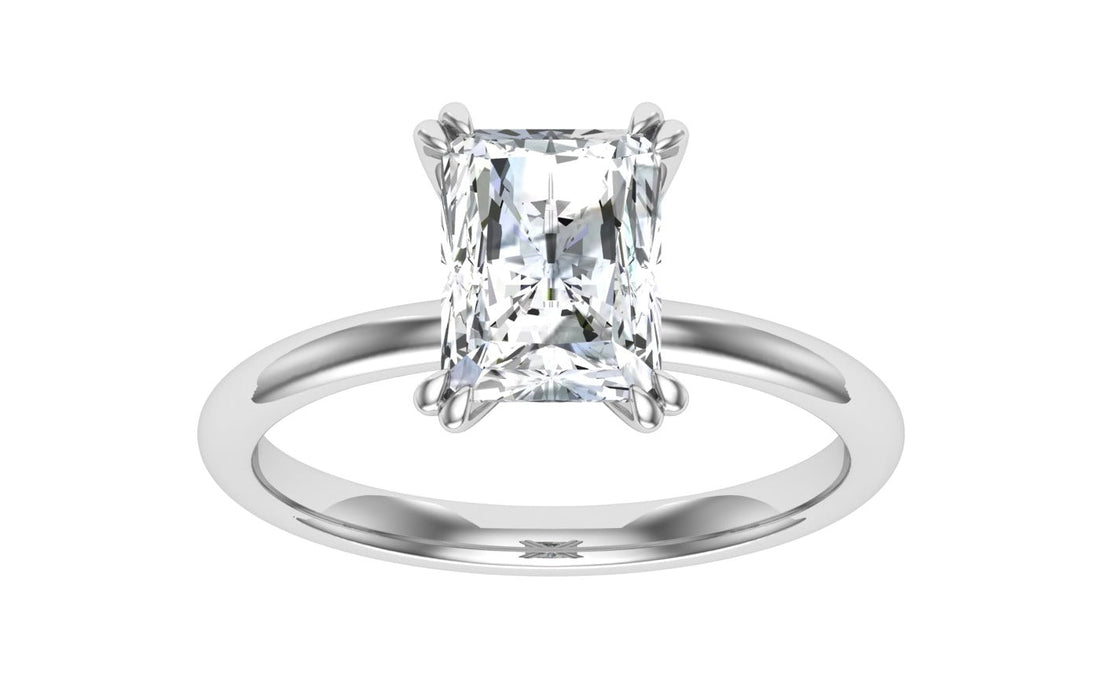 Rapture Double Claw Radiant Cut Moissanite Engagement Ring White Gold