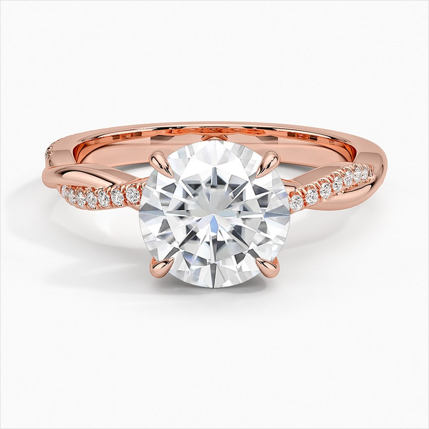 Rapture Round 4-Prong Twisted Vine Moissanite Engagement Ring Rose Gold