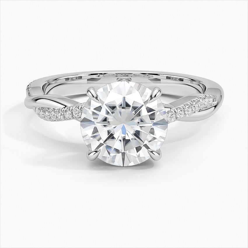 Rapture Round 4-Prong Twisted Vine Moissanite Engagement Ring White Gold