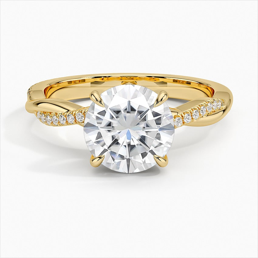 Rapture Round 4-Prong Twisted Vine Moissanite Engagement Ring Yellow Gold