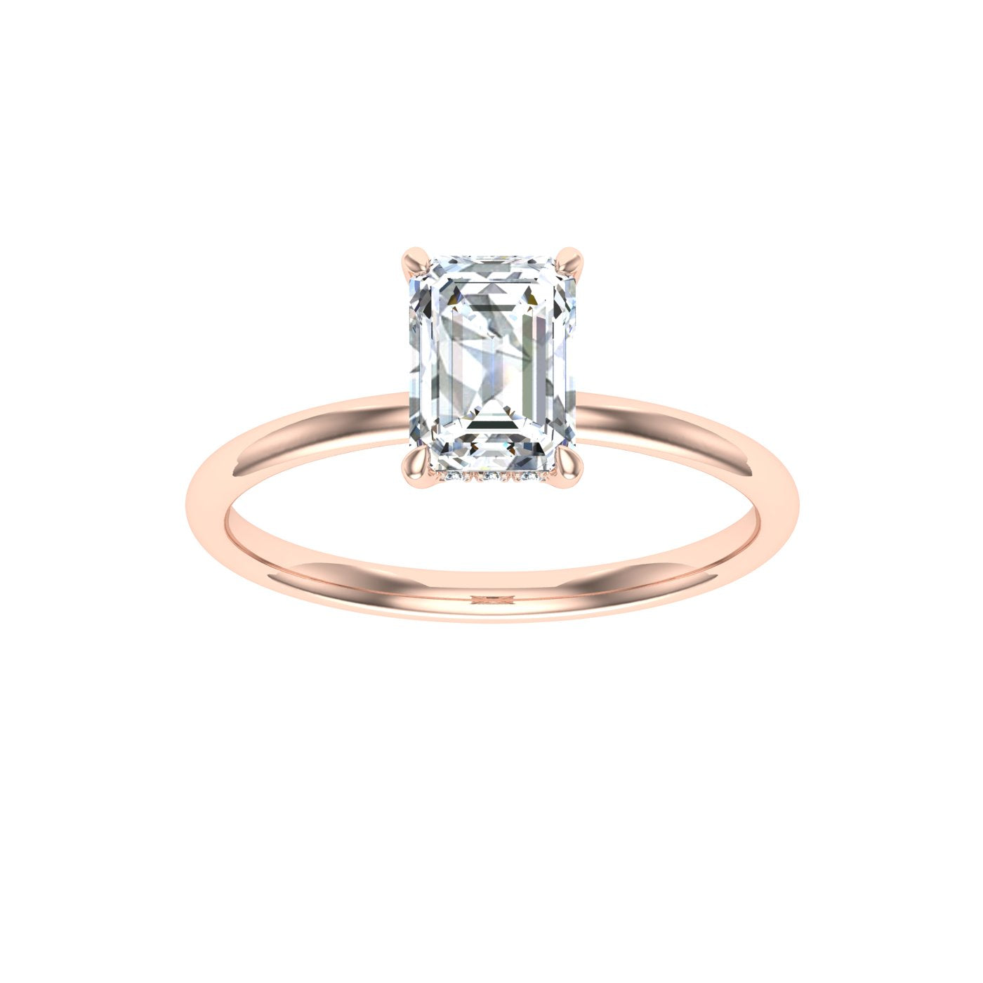 Realm Emerald Cut Hidden Halo Moissanite Engagement Ring Rose Gold