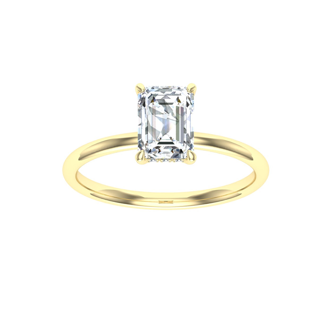 Realm Emerald Cut Hidden Halo Moissanite Engagement Ring Yellow Gold