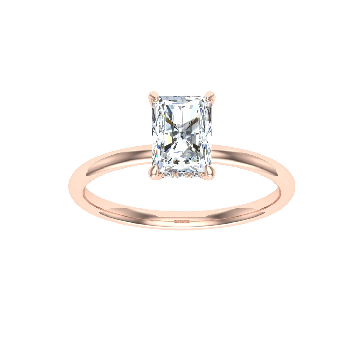 Realm Radiant Cut Hidden Halo Moissanite Engagement Ring Rose Gold