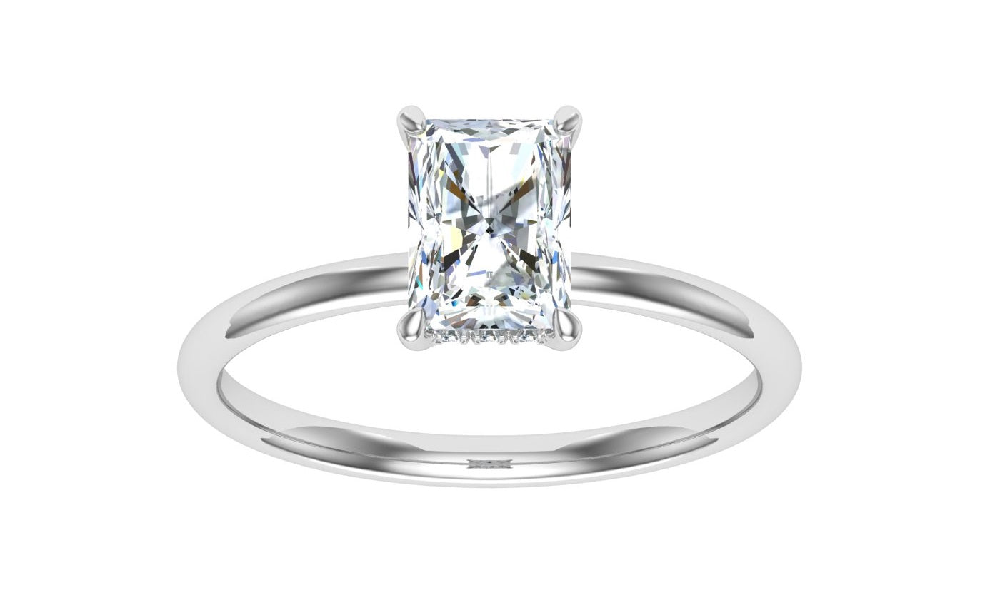 Realm Radiant Cut Hidden Halo Moissanite Engagement Ring White Gold