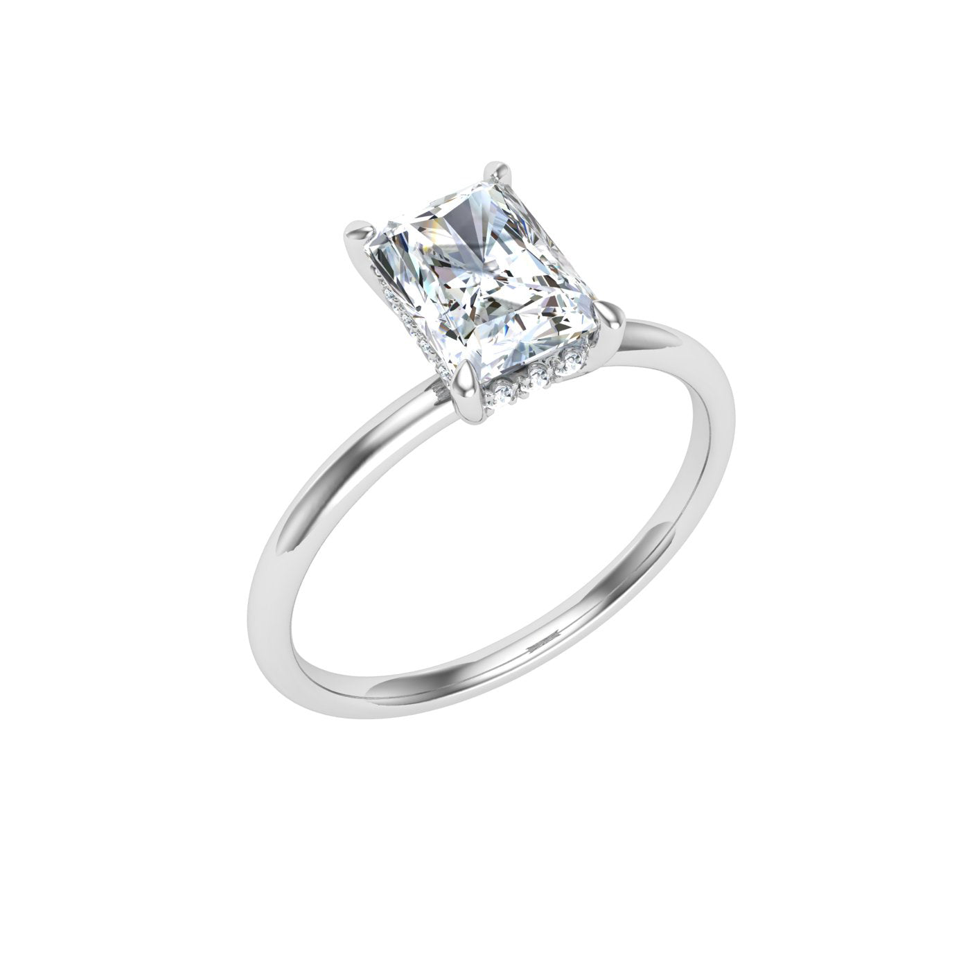 Realm Radiant Cut Hidden Halo Moissanite Engagement Ring White Gold