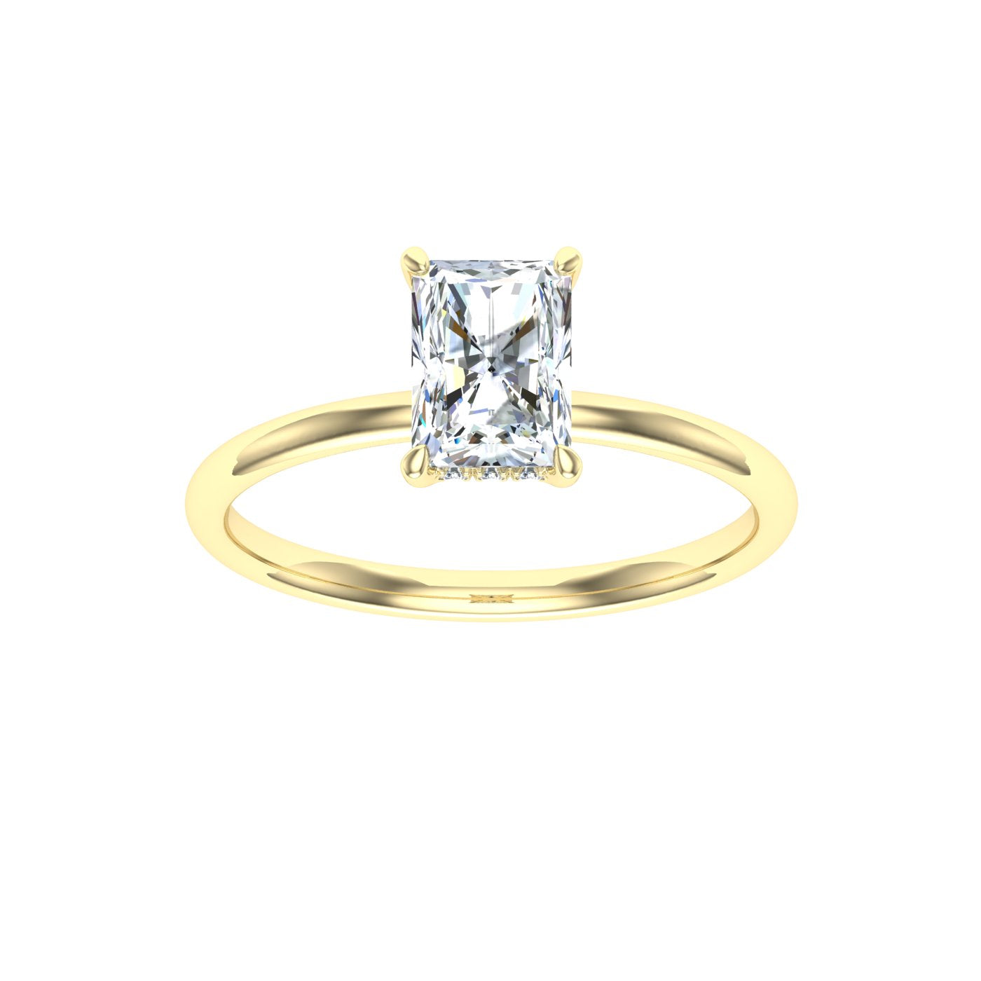 Realm Radiant Cut Hidden Halo Moissanite Engagement Ring Yellow Gold
