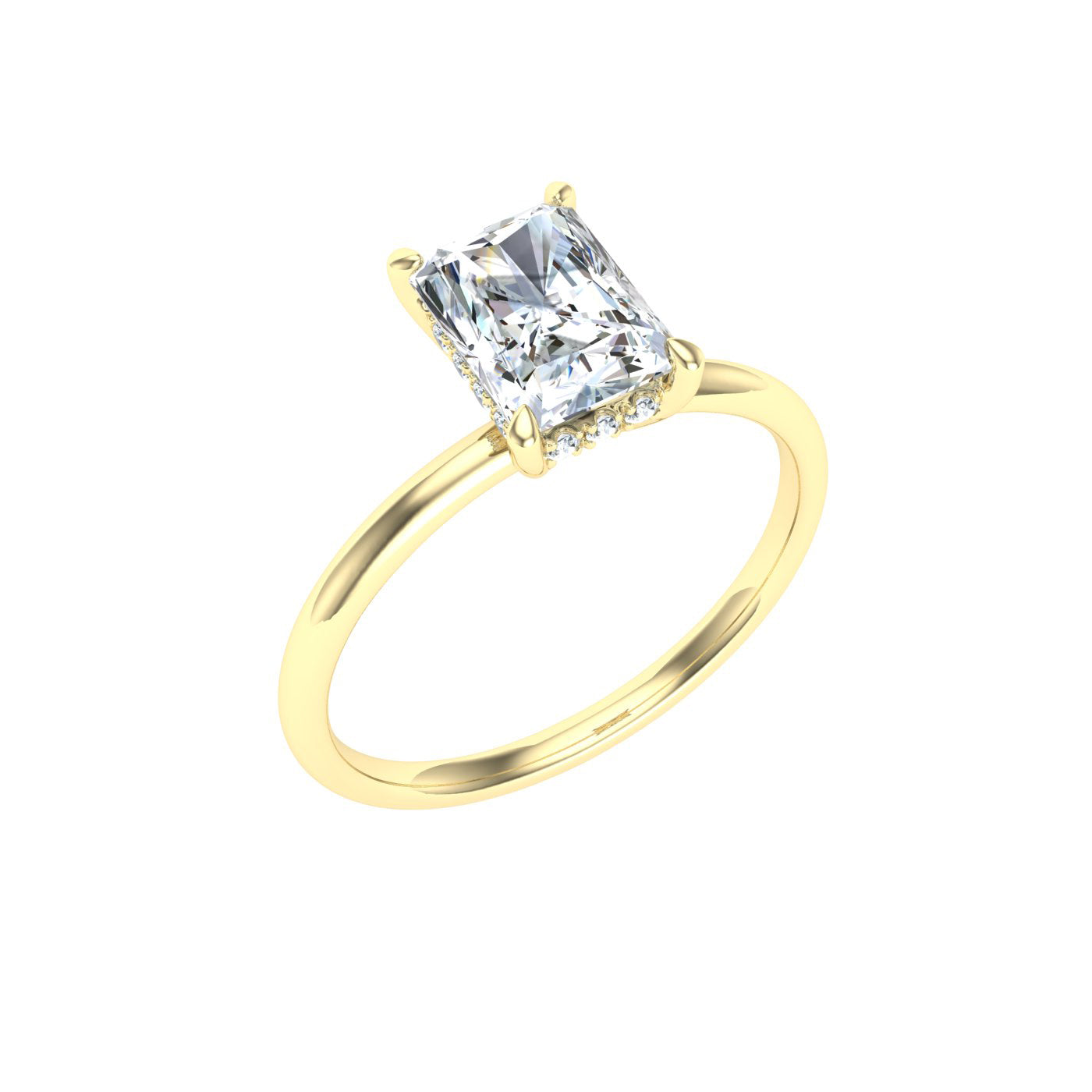 Realm Radiant Cut Hidden Halo Moissanite Engagement Ring Yellow Gold