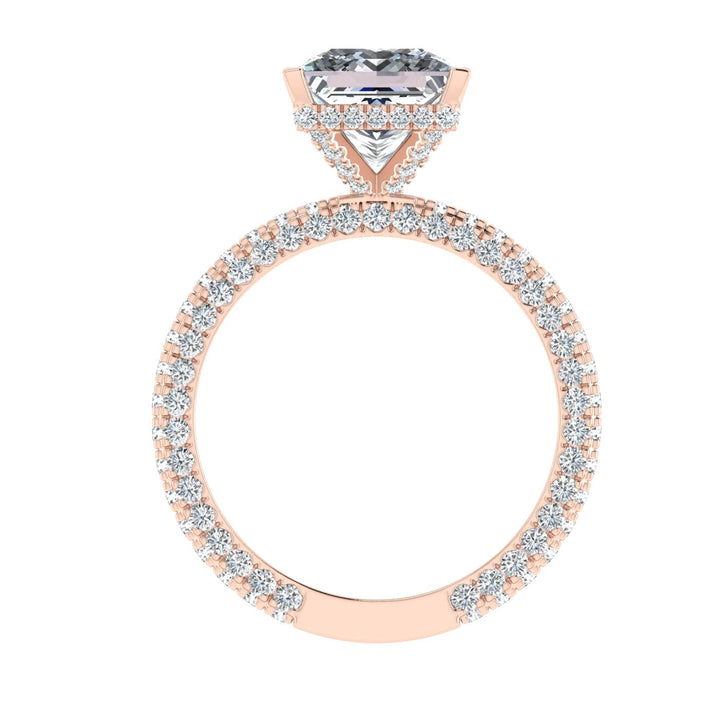 Regal Princess Cut Micro Pavé Moissanite Engagement Ring Rose Gold