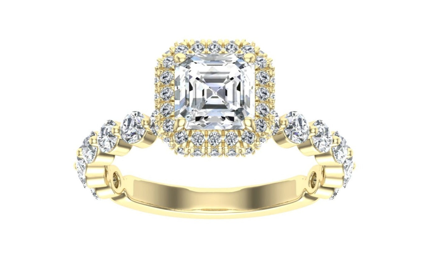 Rendezvous Asscher Double Edge Halo Moissanite Ring