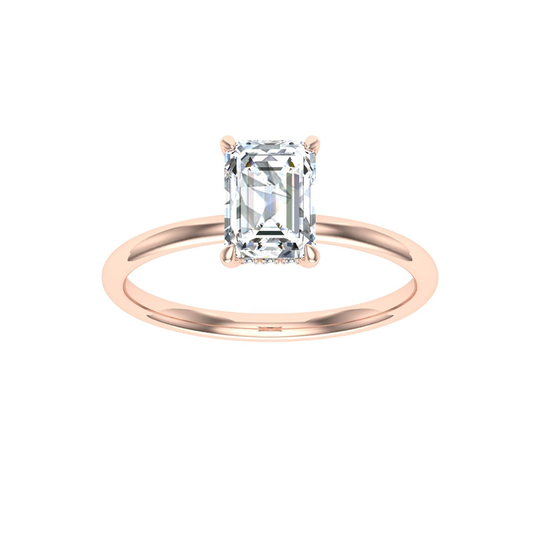 Resonance Emerald Cut Hidden Halo Moissanite Engagement Ring Rose Gold