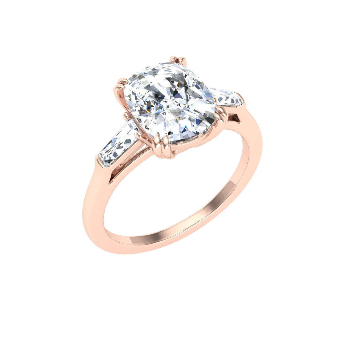 Rhapsody Oval Cut Double Claw Moissanite Engagement Ring Rose Gold