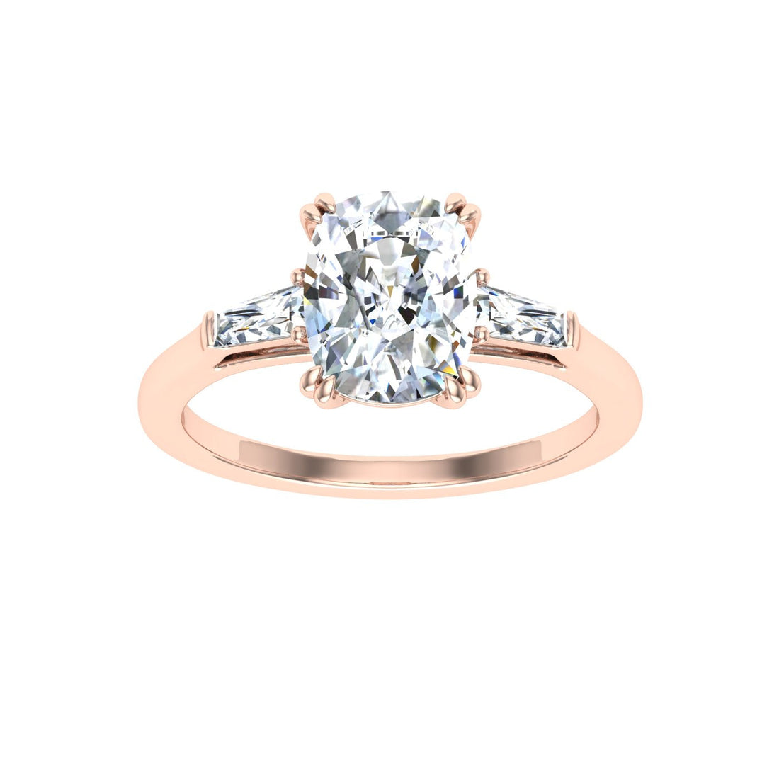 Rhapsody Oval Cut Double Claw Moissanite Engagement Ring Rose Gold