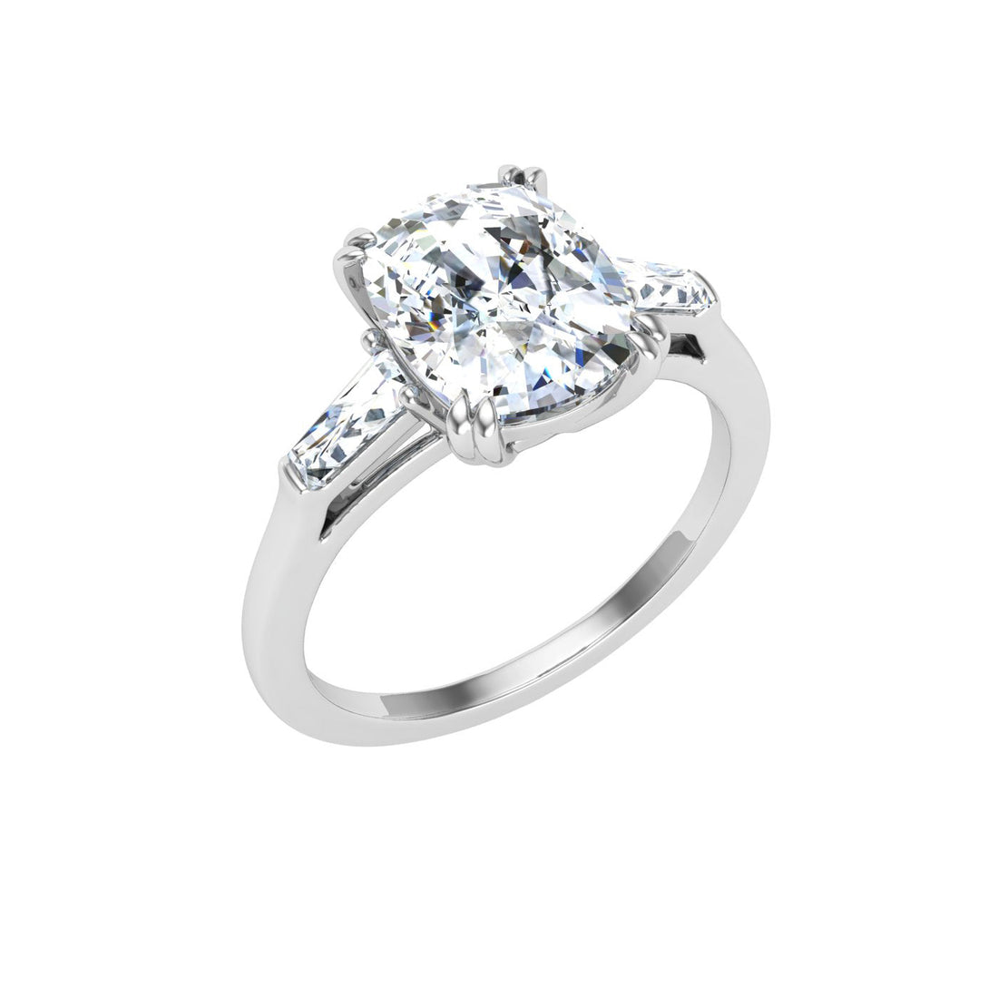 Rhapsody Oval Cut Double Claw Moissanite Engagement Ring White Gold